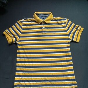 Tommy Hilfiger Men's Polo with Yellow and Blue Stripes
